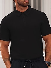 preiswerte Sport-Herren Poloshirts zum Suchbegriff: &quot;Waffel&quot; Golfhemd Arbeit Casual Kargen Kurzarm Basic Modern Glatt Knopf Sommer Frühling Regular Fit Schwarz Weiß Gelb Rote Hellgrau Hellblau Poloshirts zum