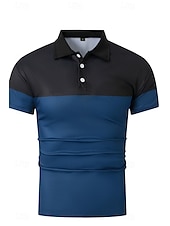 cheap Men&#039;s Classic Polo-Men&#039;s Golf Shirt Golf Polos Shirts Work Business Lapel Short Sleeve Modern Comfortable Color Block Patchwork Buttons Summer Spring Regular Fit Wine Pinky Yellow Blue Green Light Sky Blue Golf Shirt