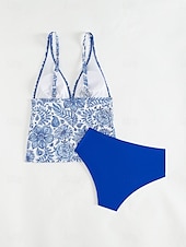 abordables Tankinis-Maillots de bain femmes Bikini 2 pièces Maillot de bain échancré Sans dos Slim Vêtements de plage Vacances Floraux Col halter Sans manches
