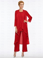 voordelige Broekpakken van mama-Strand Bruiloft Jumpsuit  Pantsuit Moeder van de Bruid Elegante Plus Size Bateau Hals Vloer Lengte Chiffon Mouwloos Wrap Inbegrepen met Effen Kleur om indruk te maken 2025 gratis maat op maat