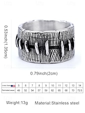 economico Accessori di Halloween-anello da uomo goth punk cucito - anello vintage in argento per motociclisti, rock e moda di Halloween