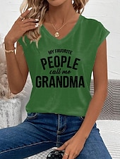 economico Magliette Festa della Mamma-Festa della mamma Per donna Canotta a canotta Grafico Lettera Elegante Casual Senza Maniche Scollo a V Top Regolari Quotidiano Stampato Nero Bianco Rosa Verde Estate