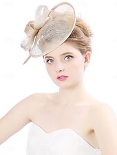 abordables Fascinators-Coiffure Polyester Imitation Lin Chapeau Fedora Mariage Élégant ancien Avec Plume Casque Couvre-chef