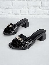 olcso Öltöny szandál-Krokodil mintás blokksarkú női szandál - elegáns lábbeli, tökéletes esti rendezvényekre vagy irodai viseletre