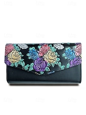 cheap Clutches &amp; Evening Bags-Women&#039;s Embossed Butterfly Floral Faux Leather Clutch - With Chain, Can Be Carried One Shoulder or Crossbody, Multi-compartment Zipper Pockets, Suitable for Daily Gatherings and Evening Party Events