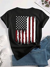 billige Uavhengighetsdag Topp-Uavhengighetsdagen Kvinners Patriotiske Fjerde Juli T-skjorte Grafisk Flagg Flagg Grunnleggende Casual Korte Ermer Rund Hals Regular Topper Daglig Trykk Svart Sommer