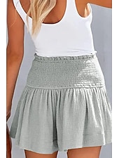 ieftine Pantaloni scurți din bumbac in-Pentru femei Pantaloni scurți inspirați din in Pantaloni Scurți Pantaloni Șic Stradă Casual Scurt Natural Simplu Talie elastică Confortabil Exterior Comfortabil Stradă Purtare Zilnică Migdală Gri