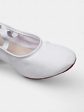 preiswerte Lateinamerikanische Schuhe-beigefarbene Canvas-Ballsaal-Tanzschuhe für Damen – Pumps mit niedrigem Absatz und elastischem Riemen für das professionelle Training