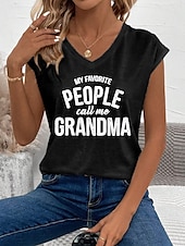 economico Magliette Festa della Mamma-Festa della mamma Per donna Canotta a canotta Grafico Lettera Elegante Casual Senza Maniche Scollo a V Top Regolari Quotidiano Stampato Nero Bianco Rosa Verde Estate
