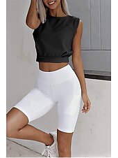 cheap Blouses &amp; Shirts-Women&#039;s Blouse Plain Casual Sleeveless Crew Neck Regular Tops Daily Holiday Going out Ruched Black White Army Green Summer