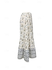 preiswerte Grafische Röcke-Damen Rock Mode Boho Maxi Mittlere Hüfthöhe Röcke Blumen Druck Mikroelastisch Straße Ausgehen Rote Sommer Polyester