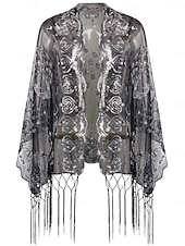 preiswerte Schals &amp; Umhänge-Retro Vintage Goldene Zwanziger 1920er Schal Wickeln Schals Der große Gatsby Flapper-Mädchen Pailletten Quastenfransen Damen Karneval Hochzeit Abendgesellschaft Maskerade Erwachsene Schal