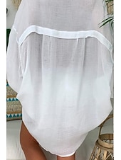 economico Camicie-Per donna Camicia Camicie di cotone e lino Abbottonare Blusa Semplice Essenziale Moderno Manica Lunga Colletto a Camicia Top lunghi Ferie Uscire Bottoni Asimmetrico Nero Bianco Blu Viola Grigio Estate