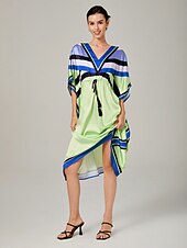 abordables Robes décontractées-robe ample à cordon coulissant en satin à motif géométrique