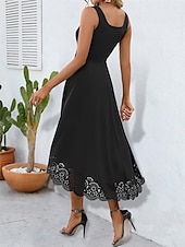 abordables vestido negro midi-Mujer Mini vestido Vestido de graduación Vestido de Fiesta Vestido de verano Vestido lencero Elegante Moda Fiesta Invitado a la boda Fiesta de Cóctel Ajuste regular Plano Sin Mangas Correa de