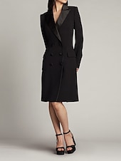 preiswerte Teelänge-Schlauchkleid Brautmutterkleid Hochzeitsgast Kirche Elegant Einfach luxuriös V Ausschnitt Knielang Satin Krepp Langarm mit Applikationen 2025