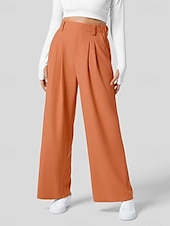 cheap Wide Leg &amp; High Waisted-Women&#039;s EU / US Size Pants Trousers Casual / Sporty Full Length Natural Comfortable Micro-elastic Wine Amethyst Depression Green Almond Spring, Fall, Winter, Summer