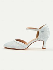 cheap 1920s-Women&#039;s 1950s Lace Ankle Strap Heels – Elegant Pointed Toe Kitten Heel Shoes for Weddings, Parties, and Formal Occasions