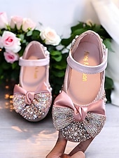 billige Blomsterjente-jenteglittersløyfe mary jane sko - glitrende rhinestone leiligheter for fester og bryllup