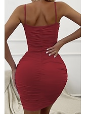 cheap White Graduation Dresses-Women&#039;s Mini Dress White Dress Graduation Dress Bodycon Slip Dress Fashion Party Birthday Date Regular Fit Plain Sleeveless Spaghetti Strap Black White Wine Red Summer