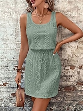 preiswerte Weißes Kleid-Damen Minikleid A Linie Kleid Sommerkleid Lässig Täglich Normale Passform Einfach Ärmellos U-Ausschnitt Blau Schwarz Weiß Königliches Blau Sommer Frühling