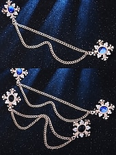 cheap Men&#039;s Ties &amp; Bow Ties-Vintage Blue Gem Collar Chain Brooch – Elegant Double Chain Lapel Pin for Men &amp; Women, Gothic Victorian Style Shirt &amp; Suit Accessory, Formal Wedding &amp; Party Jewelry