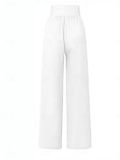 economico Pantaloni in lino e cotone semplici-Pantaloni ampi in cotone e lino da donna A tinta unita Chinos Pantaloni baggy Basic Casual Lunghezza intera Vita alta Semplice Fascia elastica Comodo Morbido Confortevole Micro-elastico All&#039;aperto