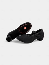 preiswerte Lateinamerikanische Schuhe-beigefarbene Canvas-Ballsaal-Tanzschuhe für Damen – Pumps mit niedrigem Absatz und elastischem Riemen für das professionelle Training