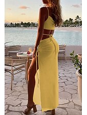 economico Abiti di Laurea-Per donna Abito Midi Abito Bianco Abito da laurea Abito Sottoveste Moda Compleanno Laurea Data Vestibilità regolare Semplice Senza Maniche Spalline sottili Rosa chiaro Nero Bianco Giallo Estate