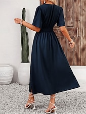 olcso maxi fekete ruha-Női Hosszú ruha Maxi ruha Ballagási ruha hétköznapi ruha Kűrruha nyári ruha Elegáns Divat Modern Napi Randi Hétvége Normál Sima Rövid ujjú V-alakú Fekete Sötétkék Világoskék Nyár