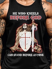 abordables Camisetas de fe-Hombre Caballeros templarios Camiseta Top Sin Mangas Camiseta Impresión 3D Cuello Barco Camisa Moda Design Casual Negro Verano Primavera Ropa S M L XL XXL XXXL