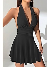 economico Abiti di Laurea-Per donna Mini Abito Abito Bianco Abito da laurea Moda All&#039;aperto Compleanno Laurea Vestibilità regolare Semplice Senza Maniche All&#039;americana Nero Bianco Rosso Estate