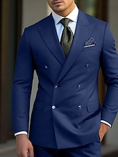 cheap Formal Suits-Men&#039;s Wedding Suits Homecoming Suits Black White Business WorkWear Solid Colored Slim Fit 2 Piece Double Breasted Six-buttons