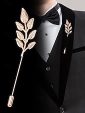 preiswerte Krawatten &amp;amp; Fliegen für Herren-Elegante Anstecknadel mit Blattgoldfolie für Herren – Vintage-Anzugbrosche, klassisches Accessoire für Hochzeiten und formelle Anlässe, stilvolles Anstecksträußchen für Bräutigam und Trauzeugen