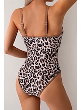 abordables Maillots de bain une pièce-Femmes Maillots de Bain Une Pièce Maillot de bain Dos nu Tenues de plage Été Léopard Fleur Fil en V Sans manches Maillots de bain