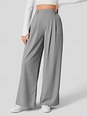 cheap Wide Leg &amp; High Waisted-Women&#039;s EU / US Size Pants Trousers Casual / Sporty Full Length Natural Comfortable Micro-elastic Wine Amethyst Depression Green Almond Spring, Fall, Winter, Summer