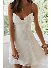 economico Abiti di Laurea-Per donna Mini Abito Abito Bianco Abito da laurea Abito Sottoveste Moda Moderno All&#039;aperto Compleanno Data Vestibilità regolare Semplice Senza Maniche Spalline sottili Bianco Azzurro Estate