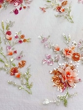 economico abiti da sposa casual-abiti da sposa casual da giardino, a-line, scollo a V, mezza manica, lunghezza al pavimento, abiti da sposa in raso con applicazioni floreali di perline e pizzo, volant 2025