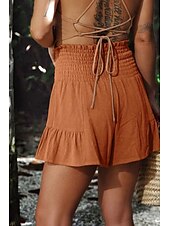 お買い得  バミューダショーツ-女性用 ショーツ スラックス ストリートファッション カジュアル ショート ナチュラルウエスト 平織り ポケット ソフト 快適 マイクロエラスティック カジュアル お出かけ 錆色 ブラック アーミーグリーン カーキ色 夏 レギュラー