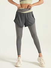 tanie Legginsy i legginsy do jogi-Damskie Spodnie do jogi Legginsy do jogi 2 w 1 Wyszczuplenie brzucha Podnoszenie pośladków Wysoka talia Joga Trening w siłowni Pilates Rajstopy Doły Granatowy Jasnobrązowy Czarny Spandeks Jesień Sport