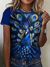 ieftine Tricou cu animale-Pentru femei Tricou Topuri de vară Grafic Clasic Casual Manșon scurt Stil Nautic Crop Tops Zilnic Sfârșit de săptămână Imprimeu Curcubeu Vară Primăvară Toamnă