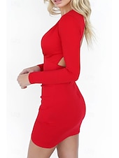 abordables Robes de Diplôme-Femmes Mini Robe Robe Blanche Robe de remise des diplômes Moulant Mode Moderne Extérieur Anniversaire Remise des Diplômes Coupe régulière Uni manche longue Décolleté plongeant Noir Blanche Rouge Été