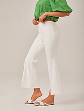 abordables Pantalons-pantalon évasé court et élégant légèrement extensible
