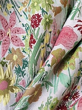 voordelige Cocktailjurken-Jacquard Bloemen A-lijn Cocktailjurken Elegante Formele Bruiloft Enkellengte Halve Mouw V-hals Nylon met Bloemenprint Vlinderzak Bruiloft Gast Jurk