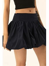 levne Mini sukně-Dámské Sukně Minisukně Módní Mini Střední vzestup Sukně Bez vzoru Nabírané šaty Lehce elastické Dovolená ulice Černá Růžová Velbloudí Šedá Léto Polyester
