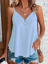 abordables Débardeurs et camisoles femme-Débardeur en camisole pour femmes couleur solide élégant décontracté sans manches bretelle débardeurs réguliers fermeture éclair œillet blanc jaune rose bleu violet été
