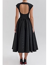 economico Abiti casual bianchi-Per donna Abito Midi Abito Bianco Moda Moderno Compleanno Laurea Data Vestibilità regolare Semplice Senza Maniche Girocollo Nero Grigio chiaro Beige Estate