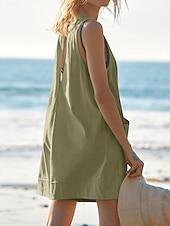 abordables grenouillère-Rompere femme active unie sans manches col rond poche vacances quotidienne coupe régulière noir rose vert armée été