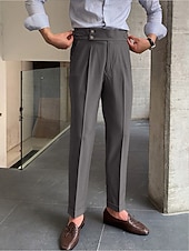 levne Štíhlý-Pánské Oblekové Kalhoty Oblek Kalhoty Kalhoty Gurkha Hight Rise Bez vzoru Pohodlné Prodyšné Svatební Venkovní Denní Elegantní Vinobraní Černá Bílá