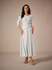 levne Dámské černé šaty-Dámské Maxi šaty Áčkové šaty Elegantní Formální Formální Svatební host Běžný Bez vzoru 3/4 délka rukávu Tričkový Bílá Léto Jaro Podzim